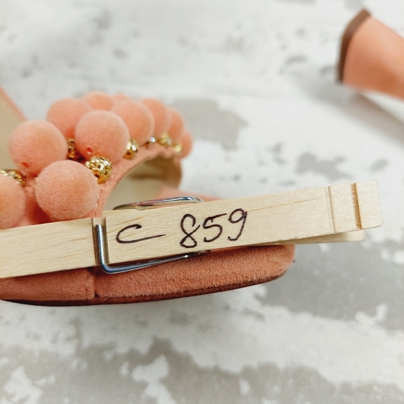 New Sam Edelman Luella Peach Leather Ankle Strap heeled Sandal C859 - Picture 12 of 12